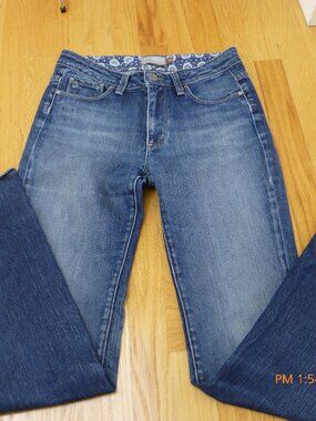 Paige Rising Glen High-Waist Bootcut Jeans Women Size 28 Blue Distressed L30
